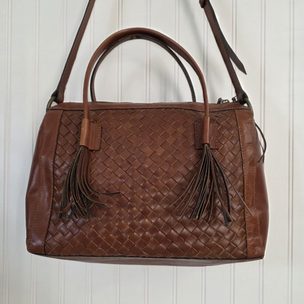 Noonday Monterey Shoulder or Hand Bag/Purse-Brown Woven Leather - Picture 3 of 12